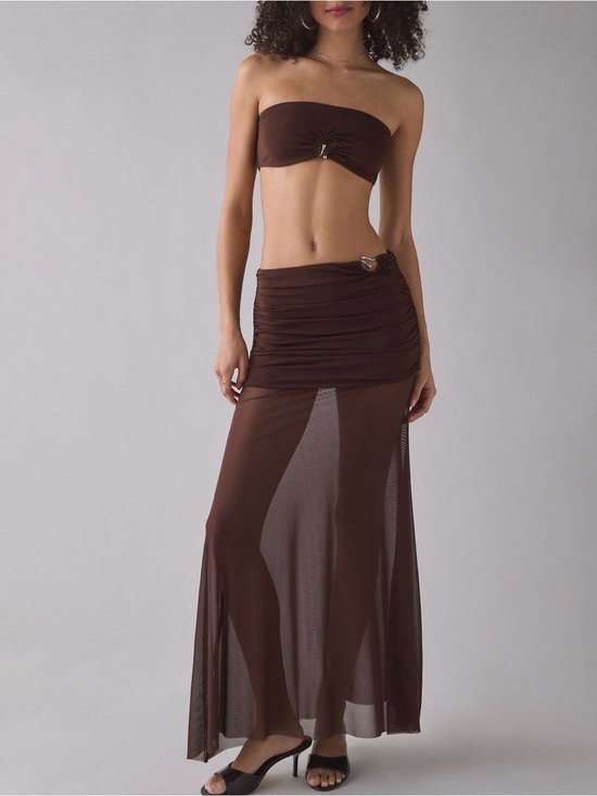 Urban Outfitters Dresses & Skirts - Urban Outfitters Brown Sheer Illusion Skirt 2-Piece Set